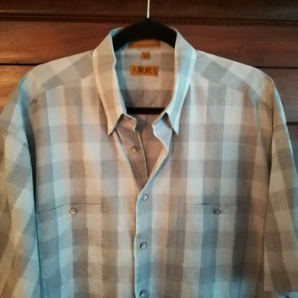 Gillio Grey Plaid Button Down Sports Shirt-Size XL - Picture 3 of 7